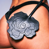 Leather Rose Shaped Paddle - Black